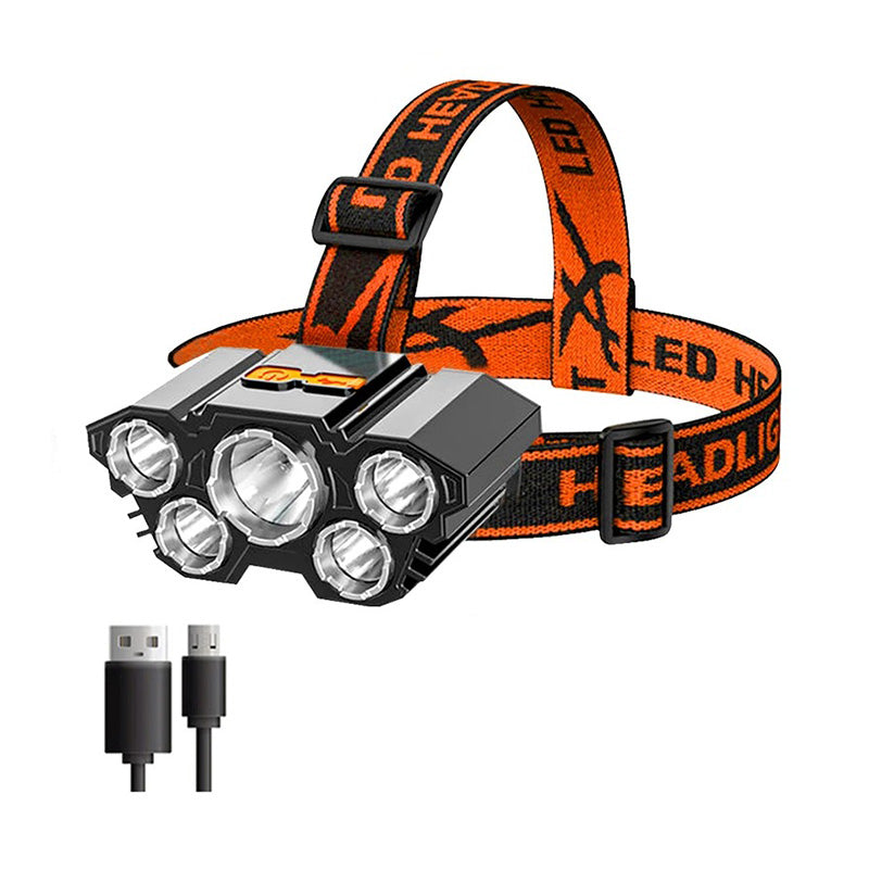 Lampe Frontale Puissante - 5 LED Rechargeable