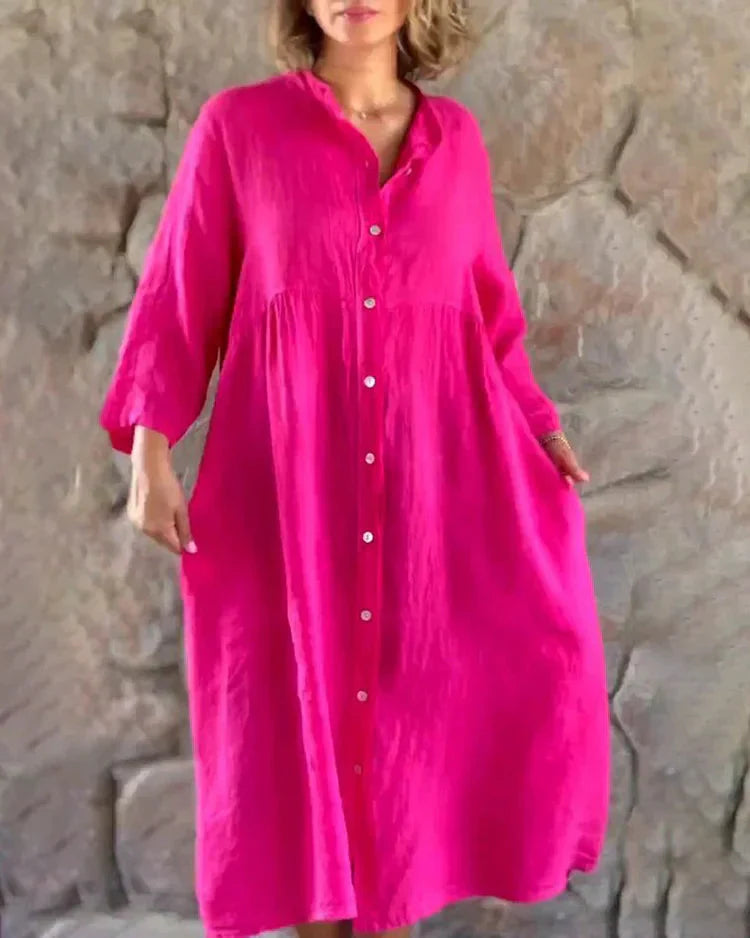 Noemi - Robe ample avec chemise en coton et lin