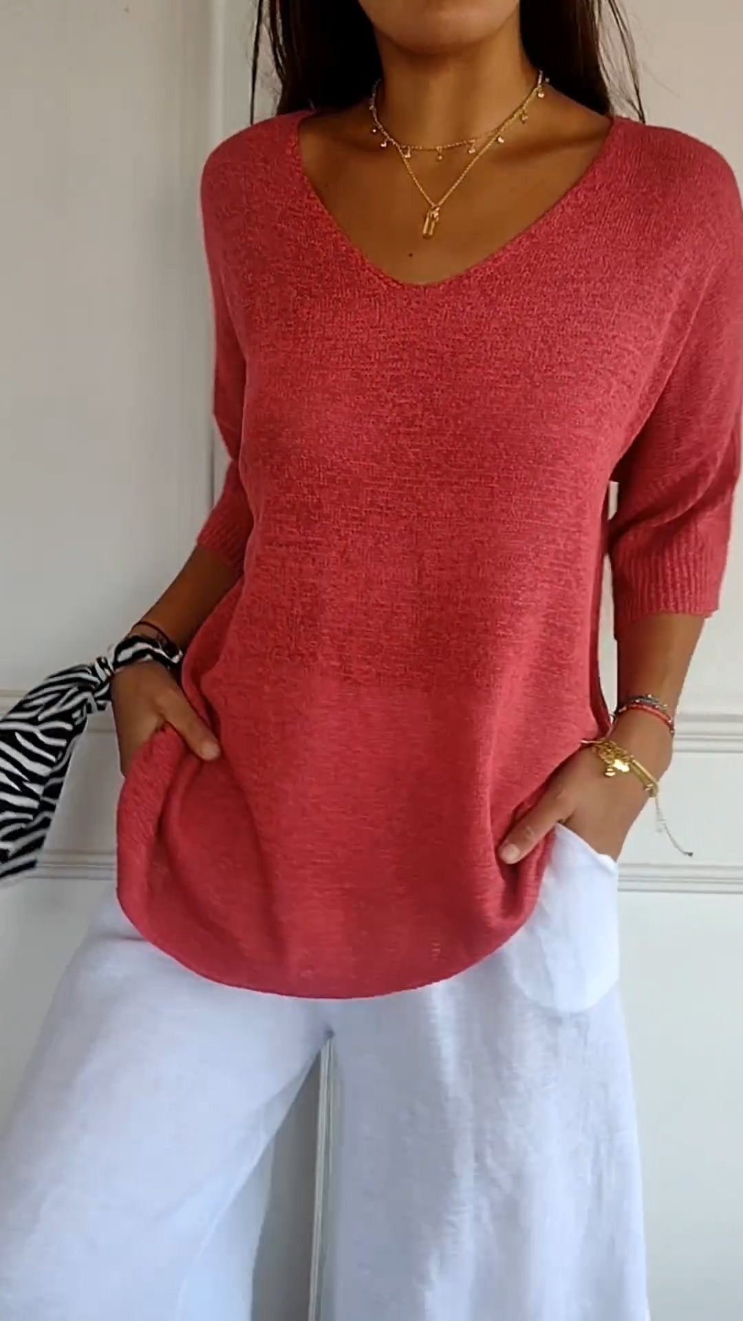 Sofia | Top en tricot à col en V : L'indispensable de votre garde-robe