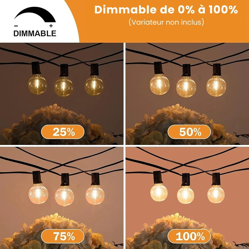 Guirlande lumineuse extérieure LED Ginguette pour éclairer le jardin et la terrasse