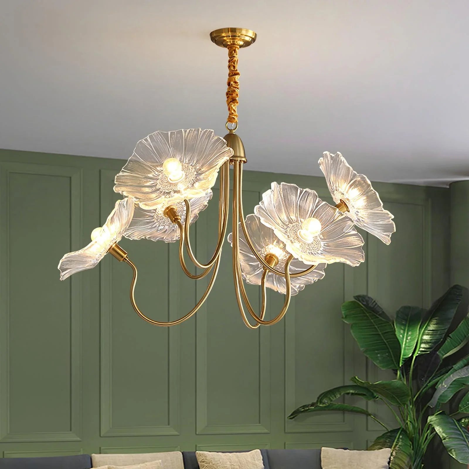 Lustre à feuilles de verre Lotus