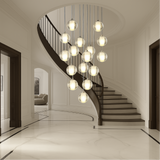 Lustre d'escalier à boules de cristal