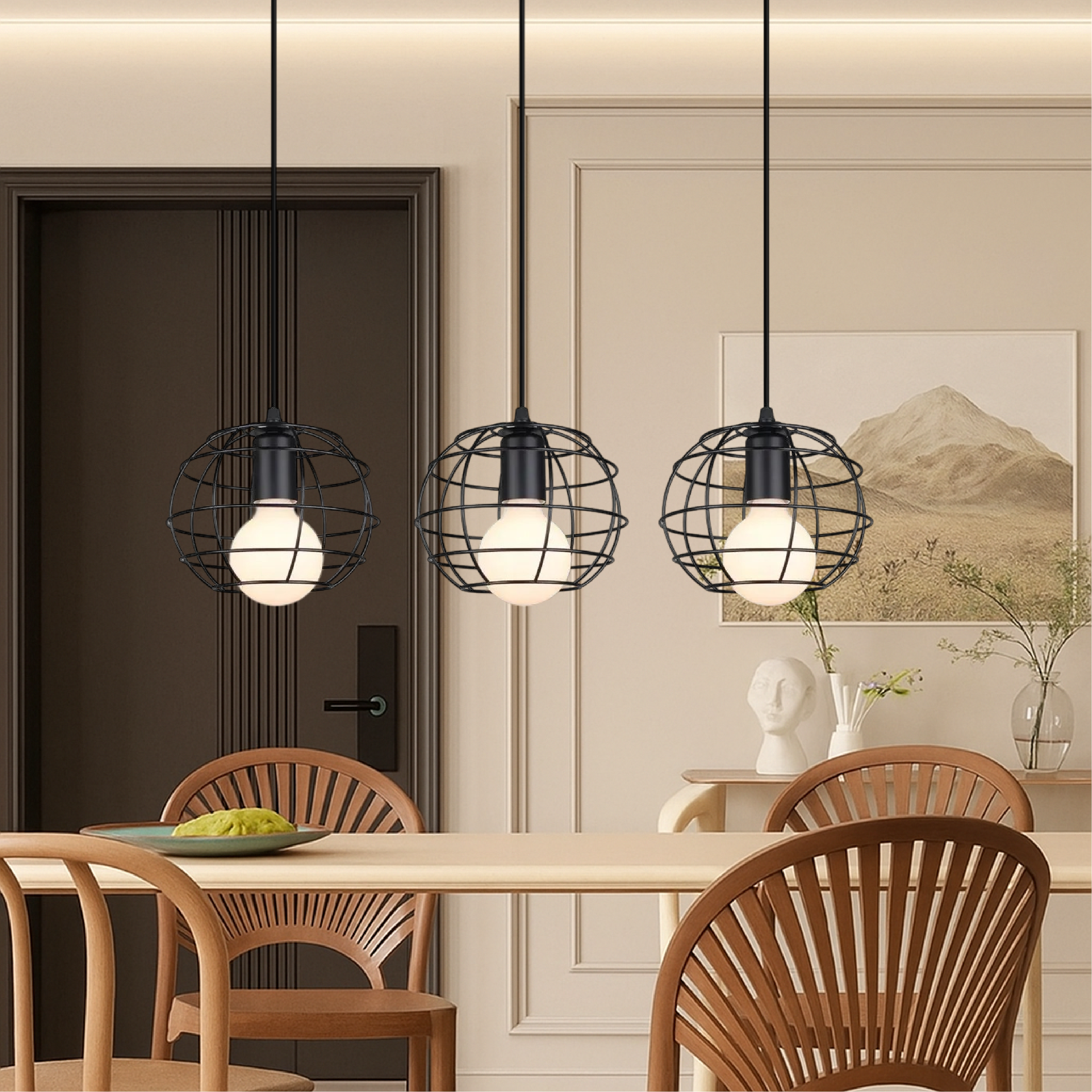 Table à manger Lampe suspendue à 3 têtes de Nuo