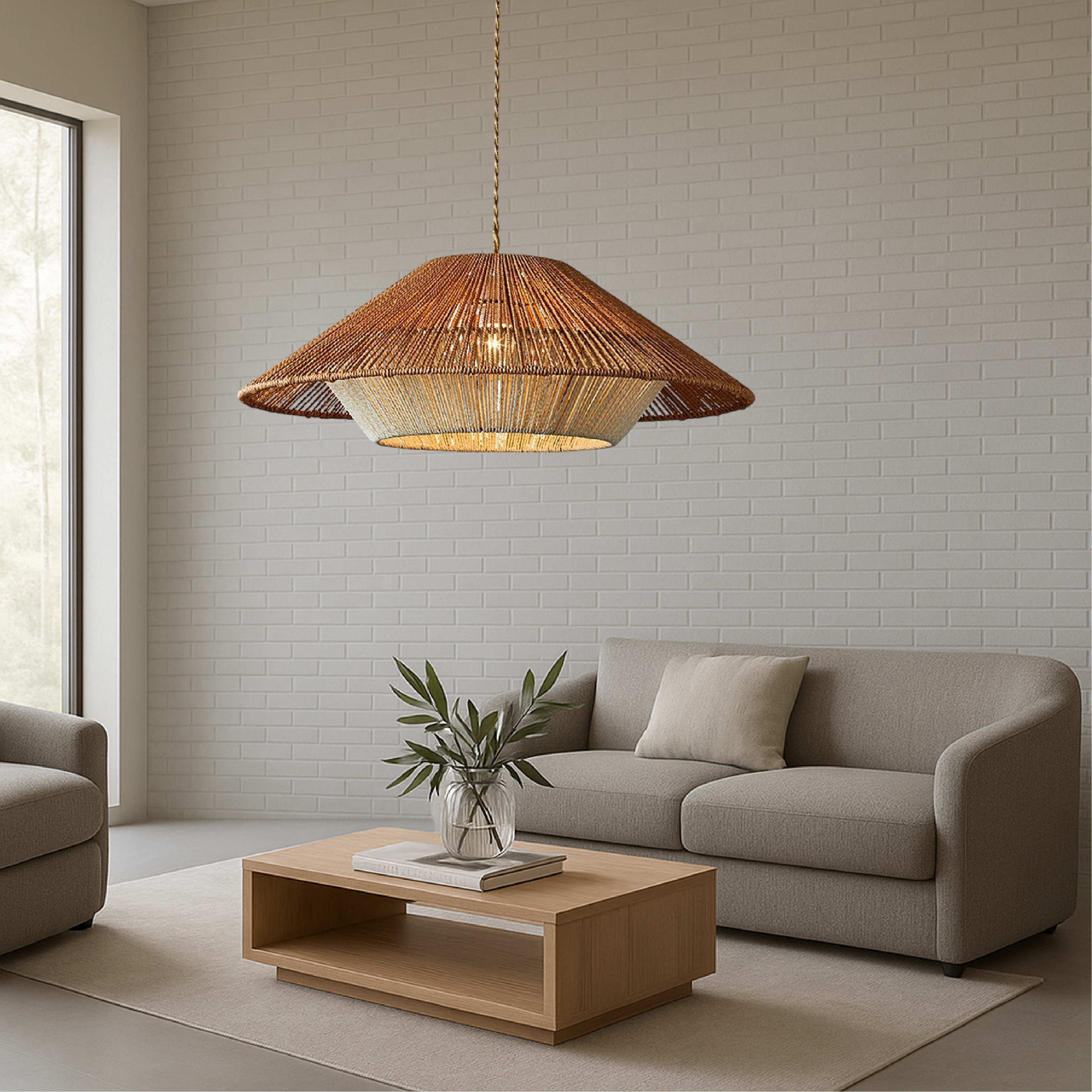 Lampe pendante en bambou tressé
