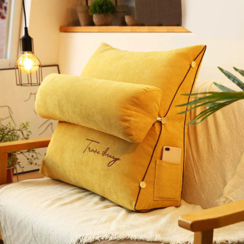 Coussin de Soutien Dorsal en Forme de Coin - Jaune Confort confort pour Lit ou Canapé