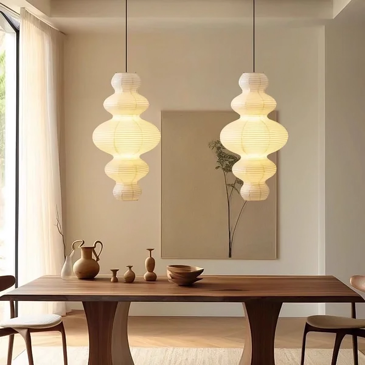 Lampe suspendue en papier de riz multicouche