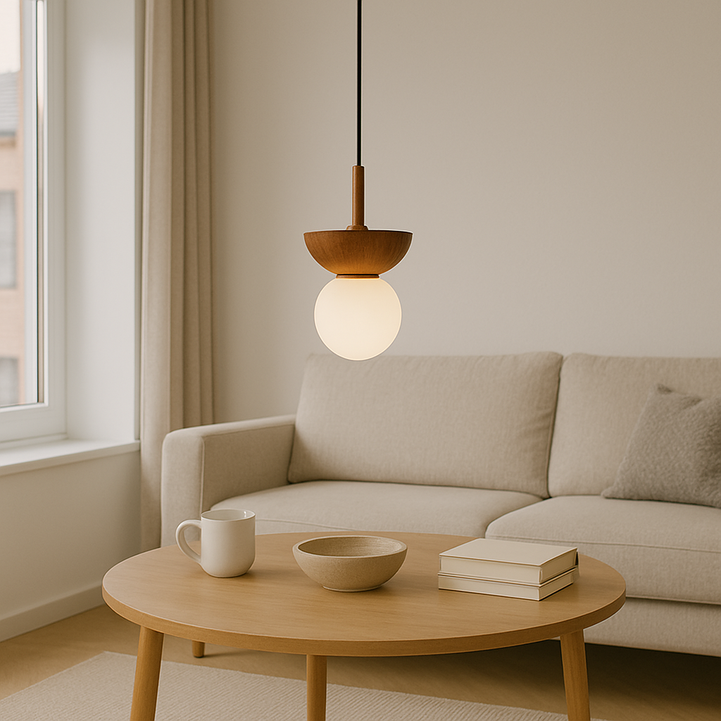 Lampe suspendue Japandi - aspect naturel