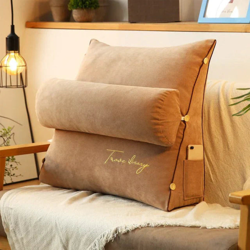 Coussin de Soutien Dorsal en Forme de Coin - Marron Confort confort pour Lit ou Canapé