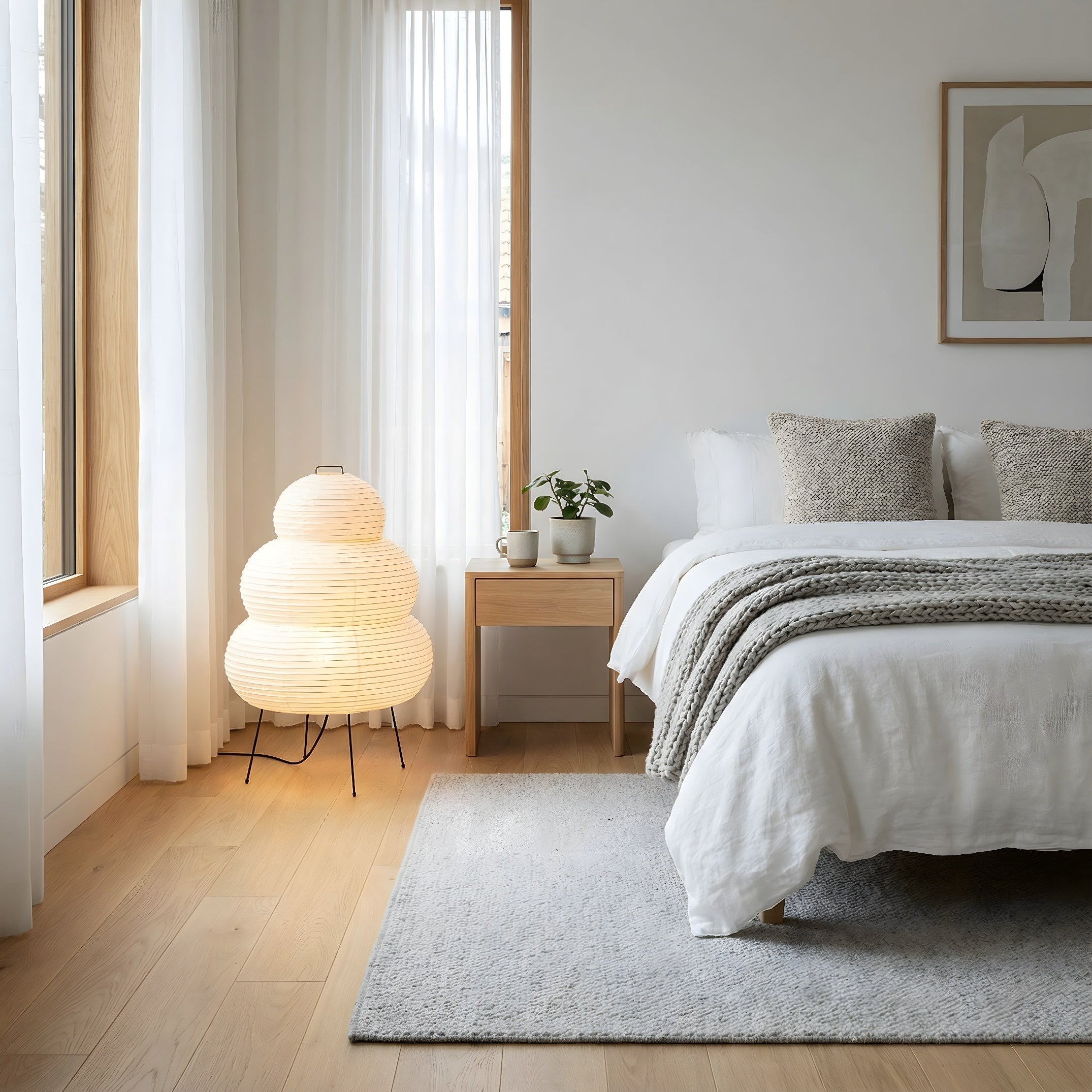 Lampadaire en papier de riz