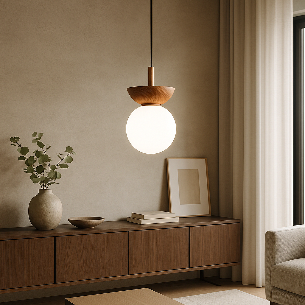 Lampe suspendue Japandi - aspect naturel