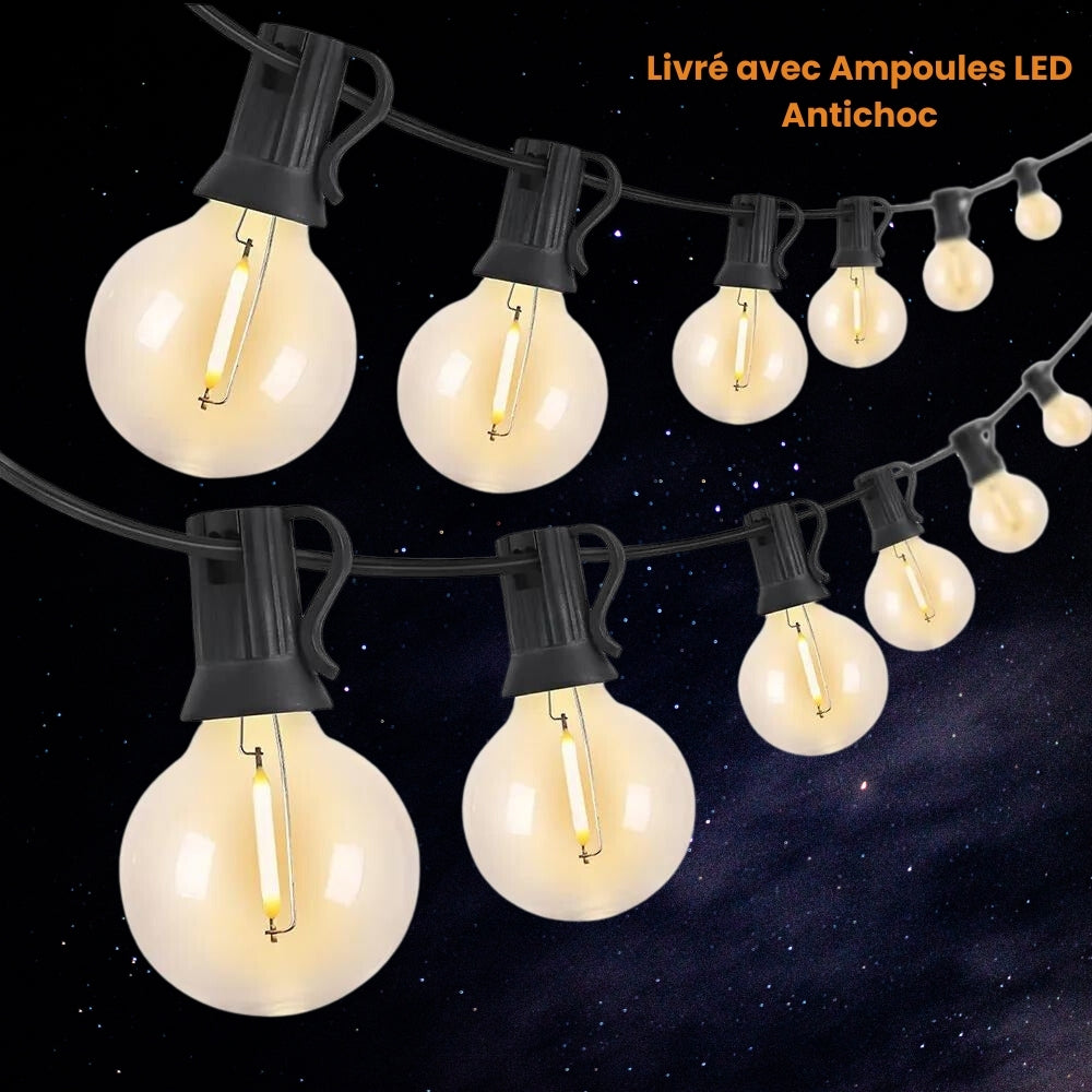Guirlande lumineuse extérieure LED Ginguette pour éclairer le jardin et la terrasse