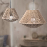 Handwoven natural rattan lampshade - Vintage pendant light