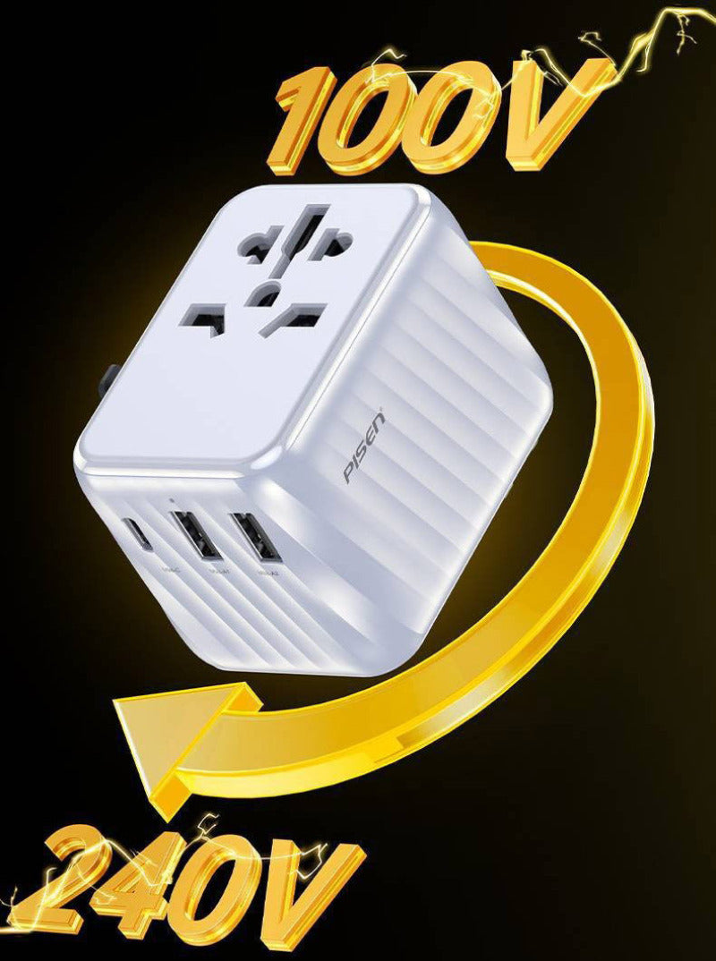 Adaptateur Prise Universelle de Voyage - USB et USB-C sécurisé contre la surchauffe