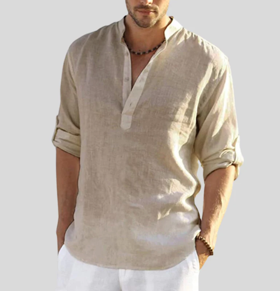 Chemise en Lin Beige Élégante Adriano - Confort Exceptionnel et Style Raffiné