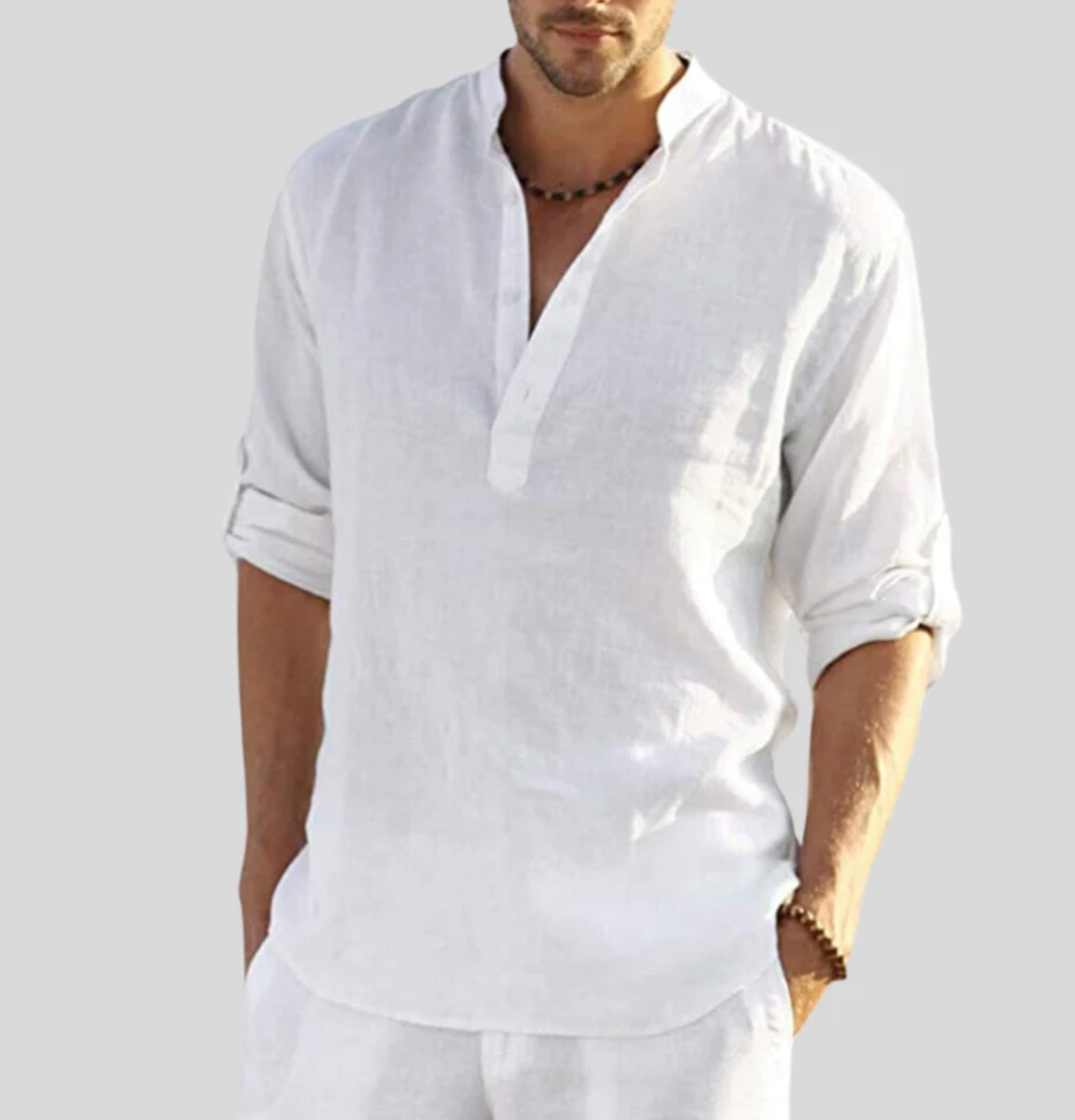Chemise en Lin Blanc Élégante Adriano - Basique Chic et Élégance Intemporelle dog