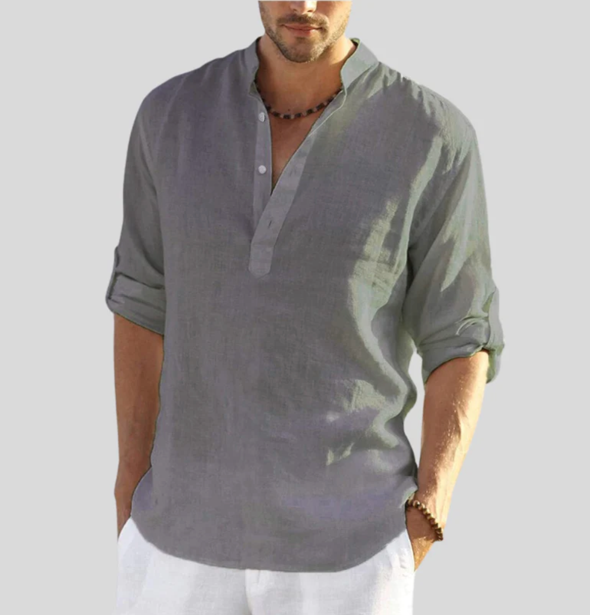 Chemise en Lin Gris Élégante Adriano - Confort Exceptionnel et Style Raffiné