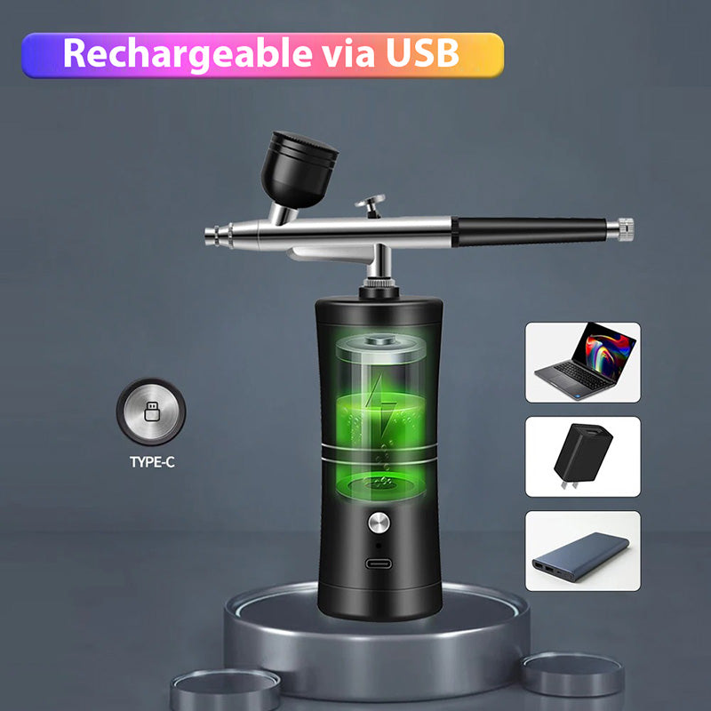 Aérographe Haute Pression pour Maquillage et Ongles - Kit Complet avec atomisation nano et hydratation profonde