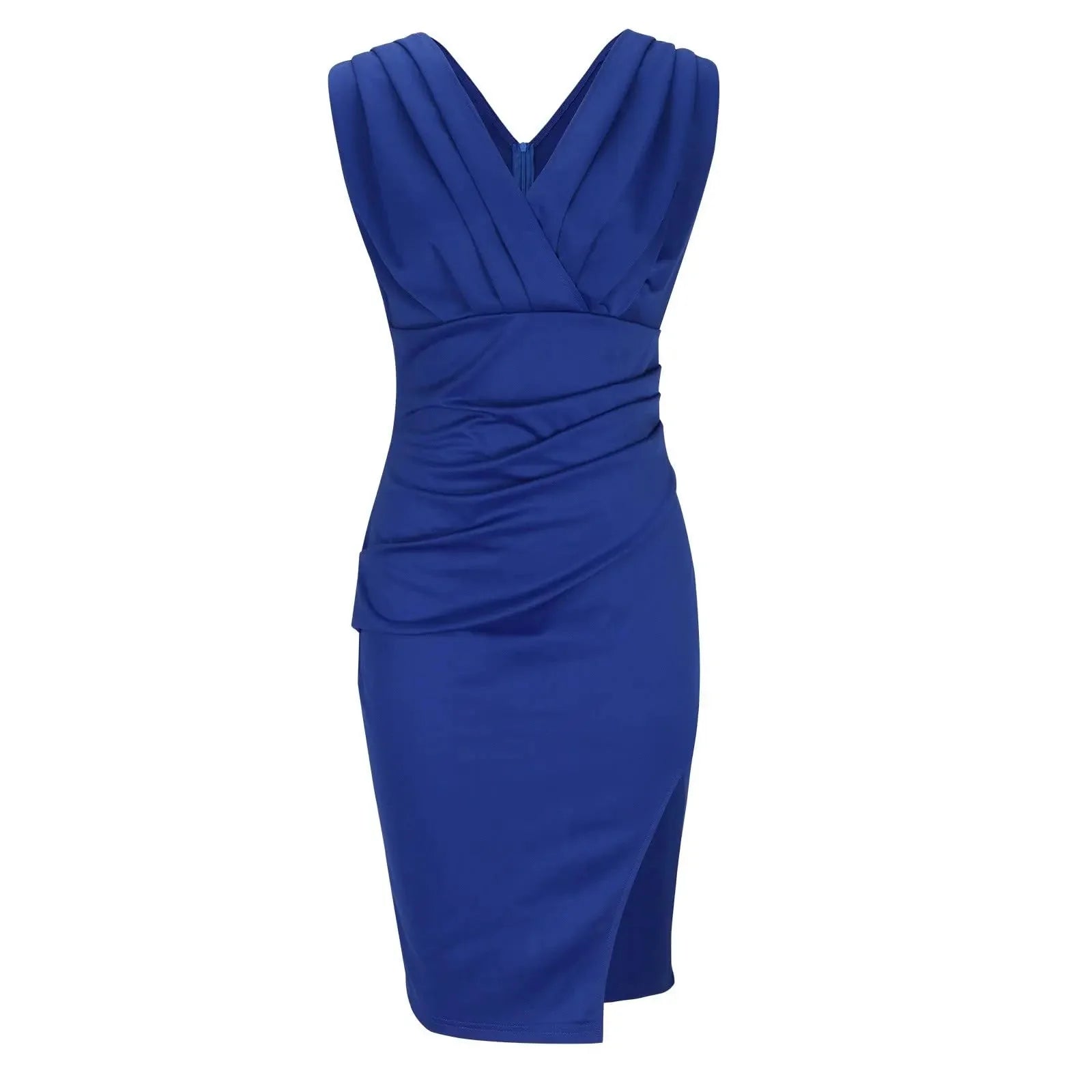 Robe mi-longue élegante Agathe en satin luxe - Couleur Bleu lea