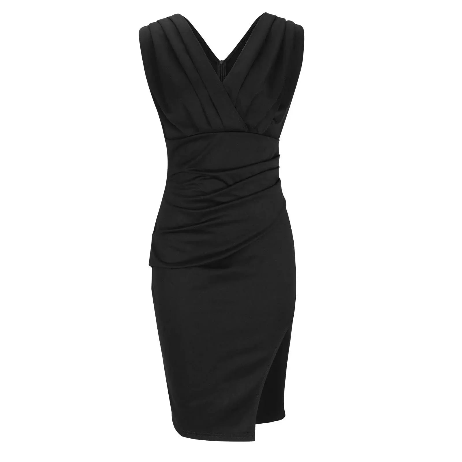 Robe mi-longue élegante Agathe en satin luxe - Couleur Noir lea