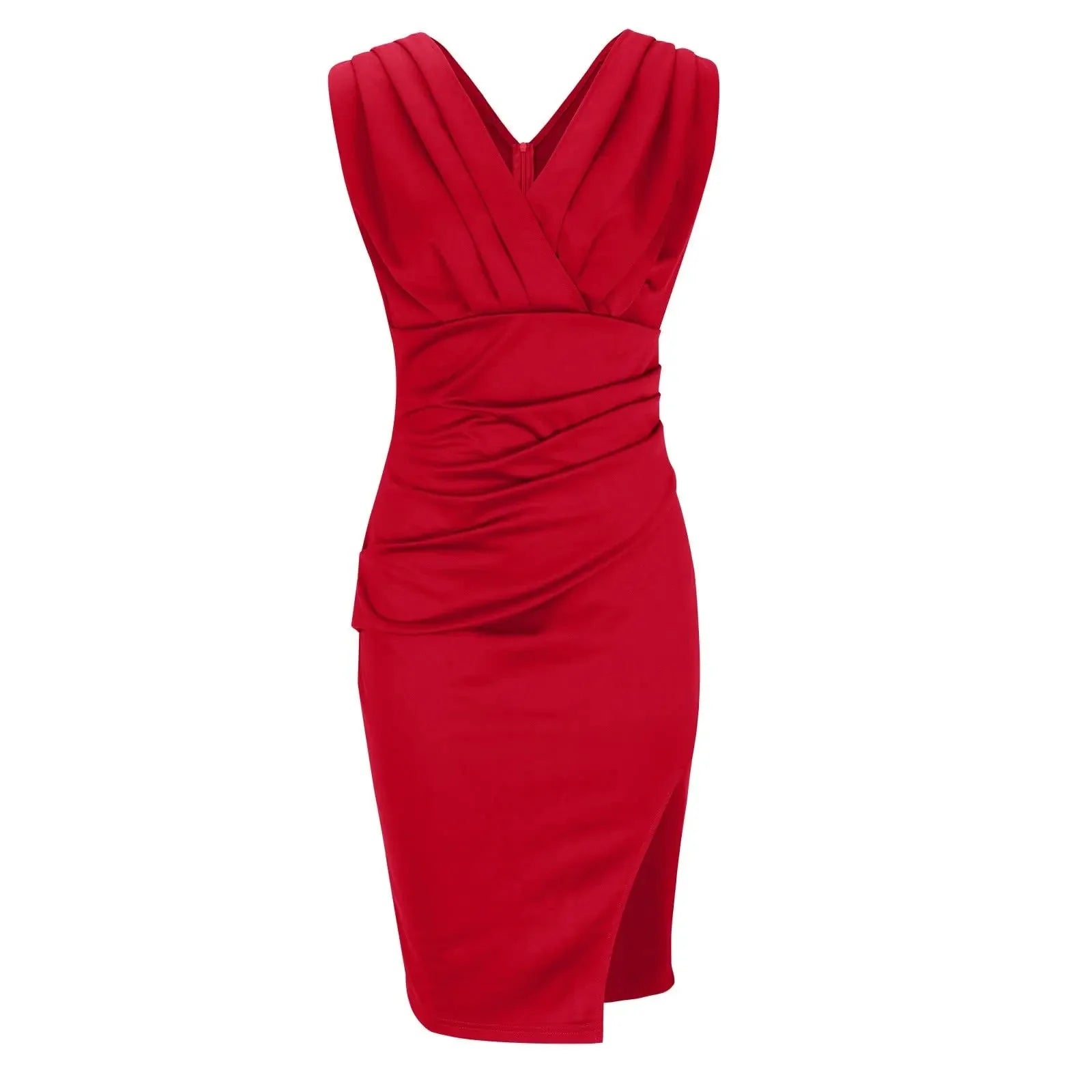 Robe mi-longue élegante Agathe en satin luxe - Couleur Rouge le