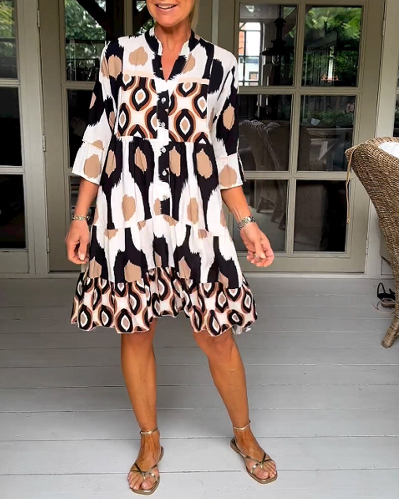 Robe imprimée Marron Alessandra confortable et chic - Style polyvalent tendance d