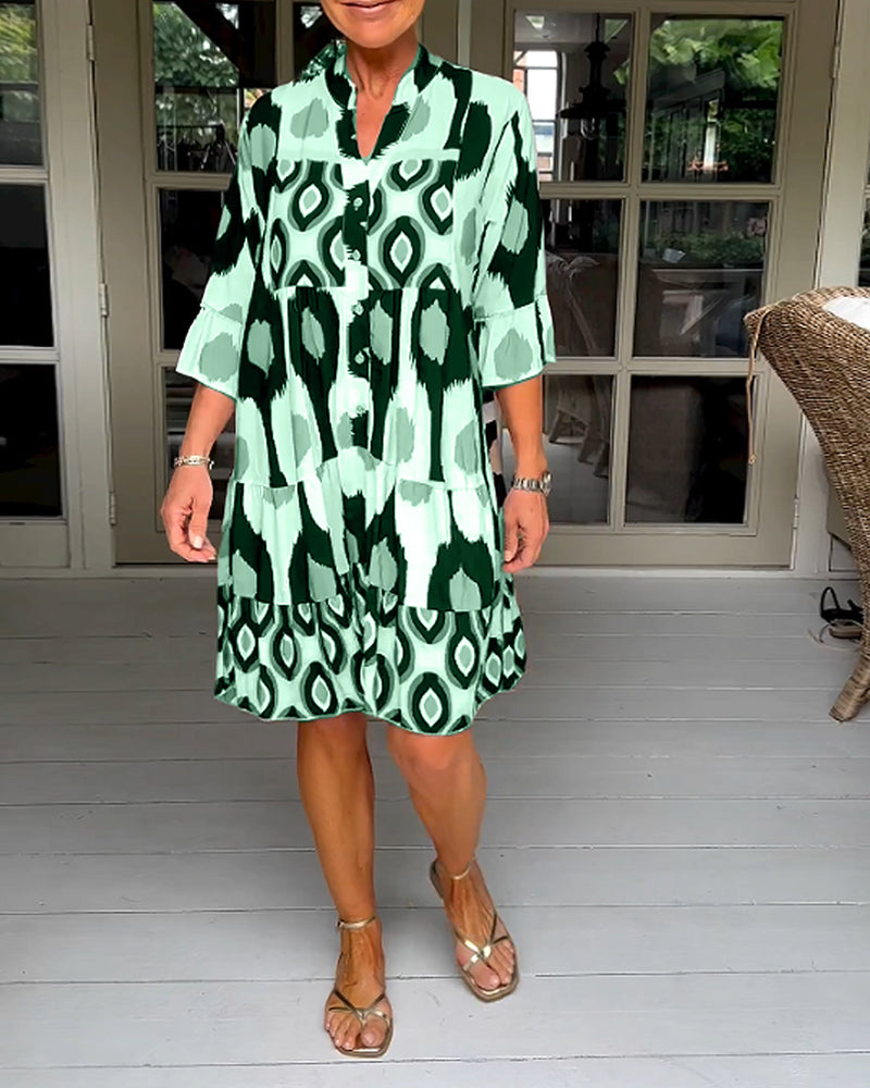 Robe imprimée Vert Alessandra confortable et chic - Style polyvalent tendance dog