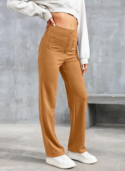 Pantalon extensible taille haute Ambre en Brun - Polyvalence et confort inégalé d