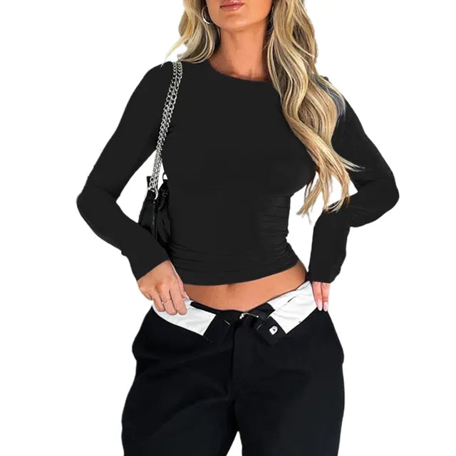 Top Slim Ana Le en Noir | Polyester de haute qualité, style chic et confortable d