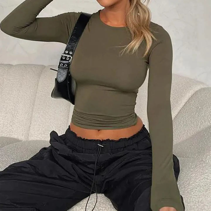 Top Slim Ana Le en Vert | Polyester de haute qualité, style chic et confortable d