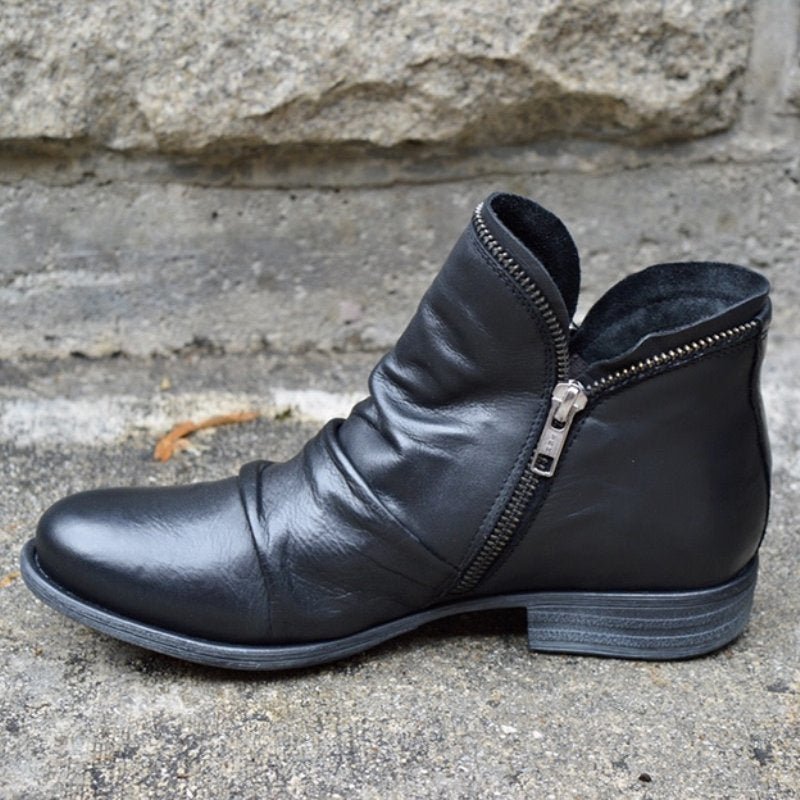 Bottes élégantes pour les jours froids en cuir noir - Confort quotidien et style chic, protection contre le froid