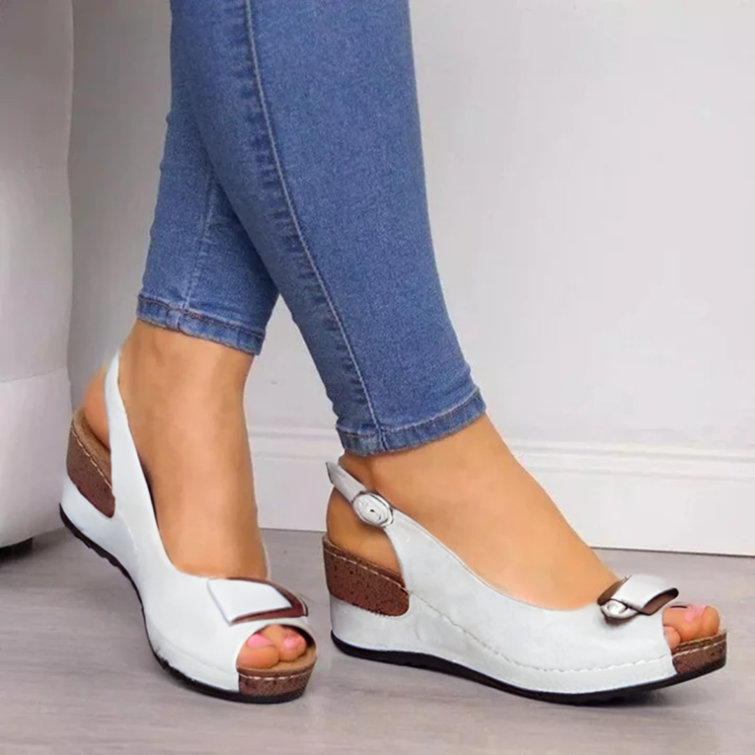 Sandales confortables Blanc avec semelle confortable pour soutien pieds tra