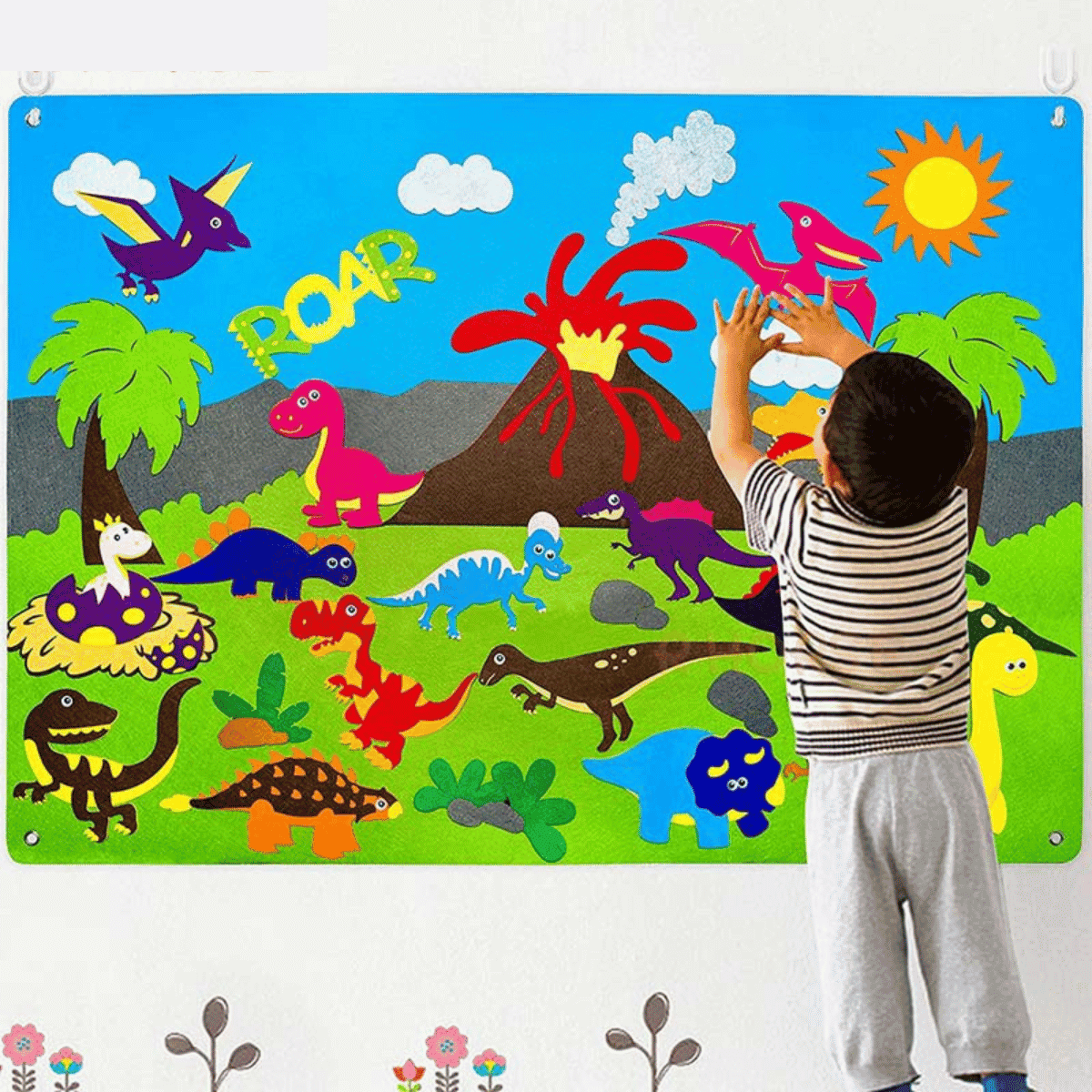 Tableau Interactif pour Enfants - Dinosaures, Apprentissage Ludique et Créatif do