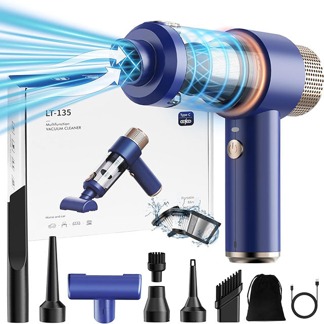 Aspirateur à Main Sans Fil pour Voiture Puissant et Efficace - Couleur Bleu Compact et Efficace