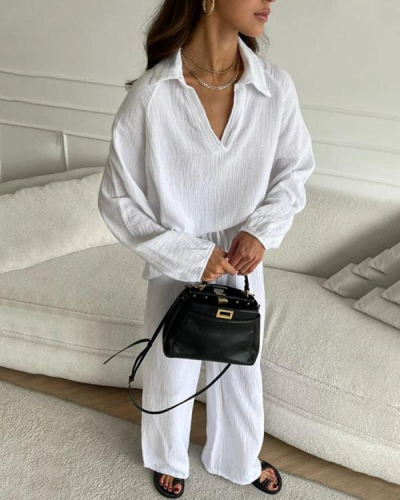 Ensemble deux pièces décontracté Audrey en tissu premium pour confort luxueux