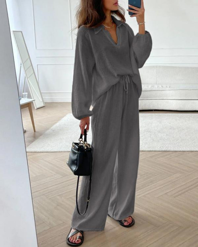 Ensemble deux pièces décontracté Audrey en tissu premium pour confort luxueux