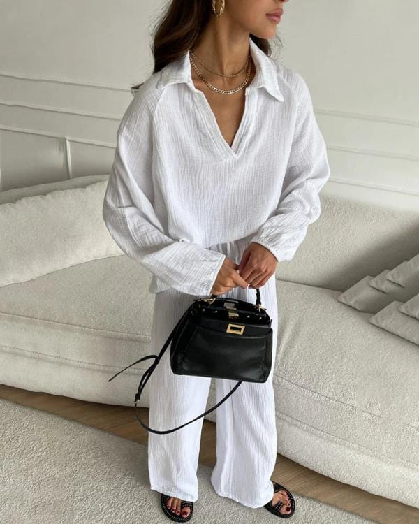 Ensemble deux pièces décontracté Audrey en tissu premium pour confort luxueux dog