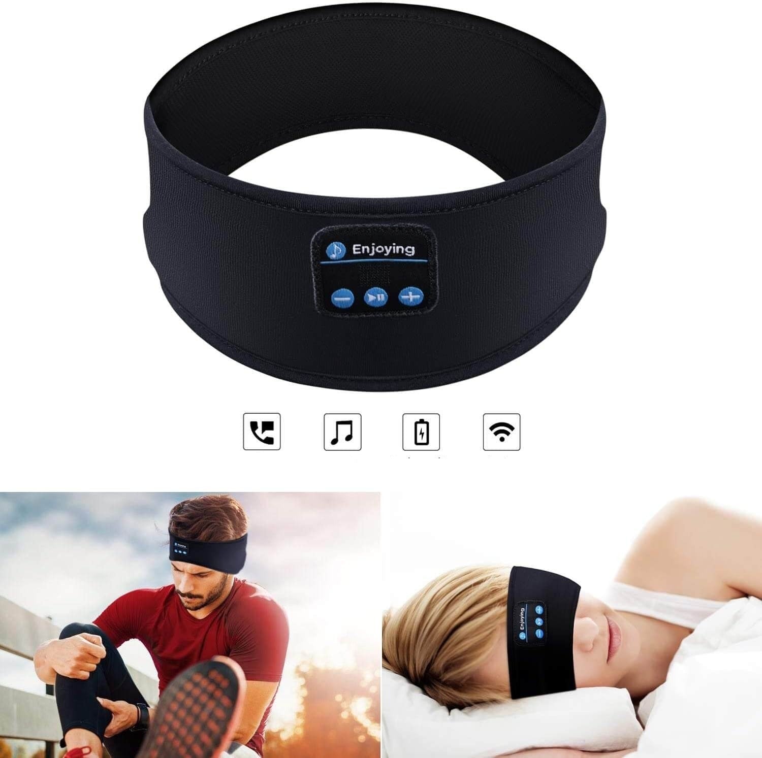 Bandeau Écouteurs Bluetooth Sans Fil et Confortable - Haut-Parleurs Amovibles et Confortable pour Dormir