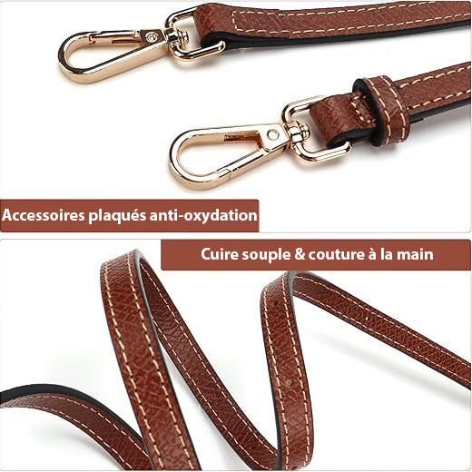 Bandoulière en Cuir Véritable pour Sacs à Main - Style Chic et Minimaliste tr