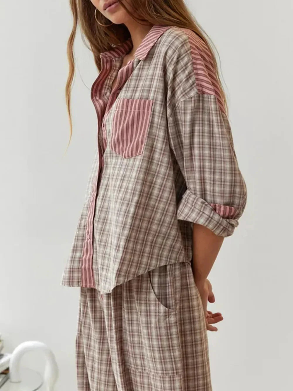 Pyjama confortable Marron pour femme - Britt - Douceur coton et confort rétro