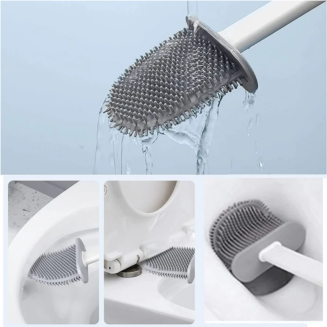 Brosse de Toilette en Silicone - Support Adhésif pour un Rangement Pratique t