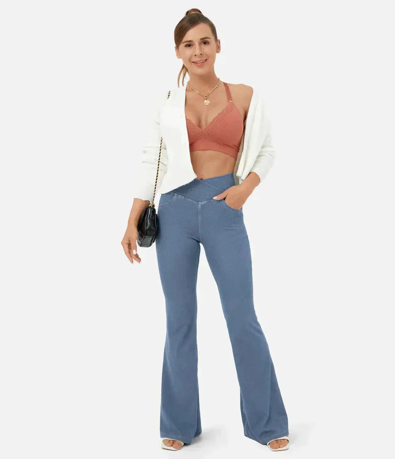 Jean large à taille haute stylisé Camille pour femmes - Élégance sans effort