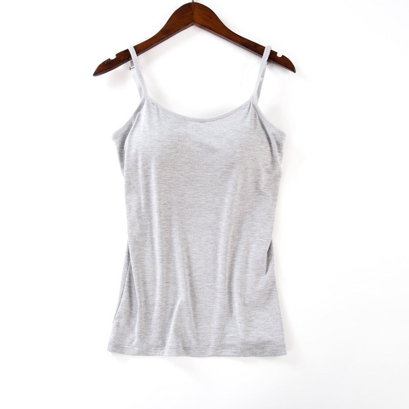 Débardeur femme en gris avec soutien-gorge intégré - Sobriété et style moderne do