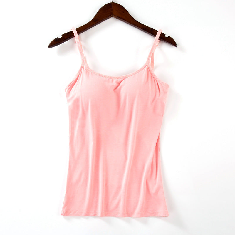 Débardeur femme en rose clair avec soutien-gorge intégré - Douceur et féminité do