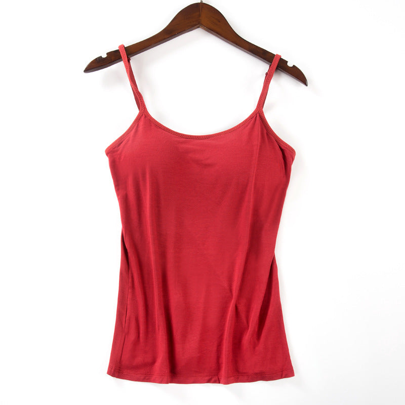 Débardeur femme en rouge avec soutien-gorge intégré - Style audacieux et praticité