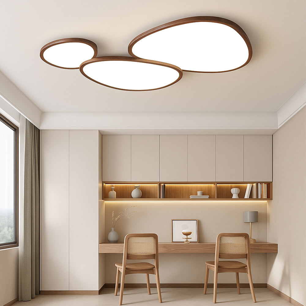 Plafonnier ultra-mince en bois foncé