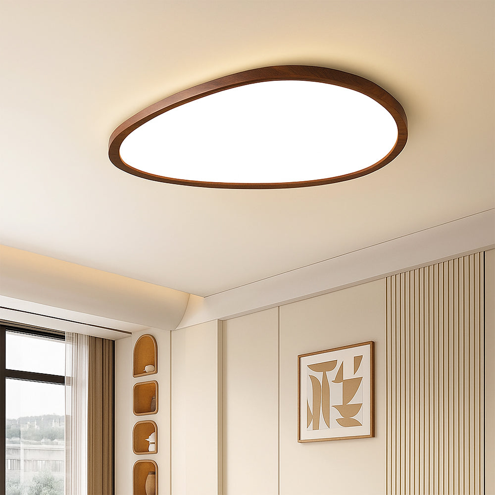 Plafonnier ultra-mince en bois foncé