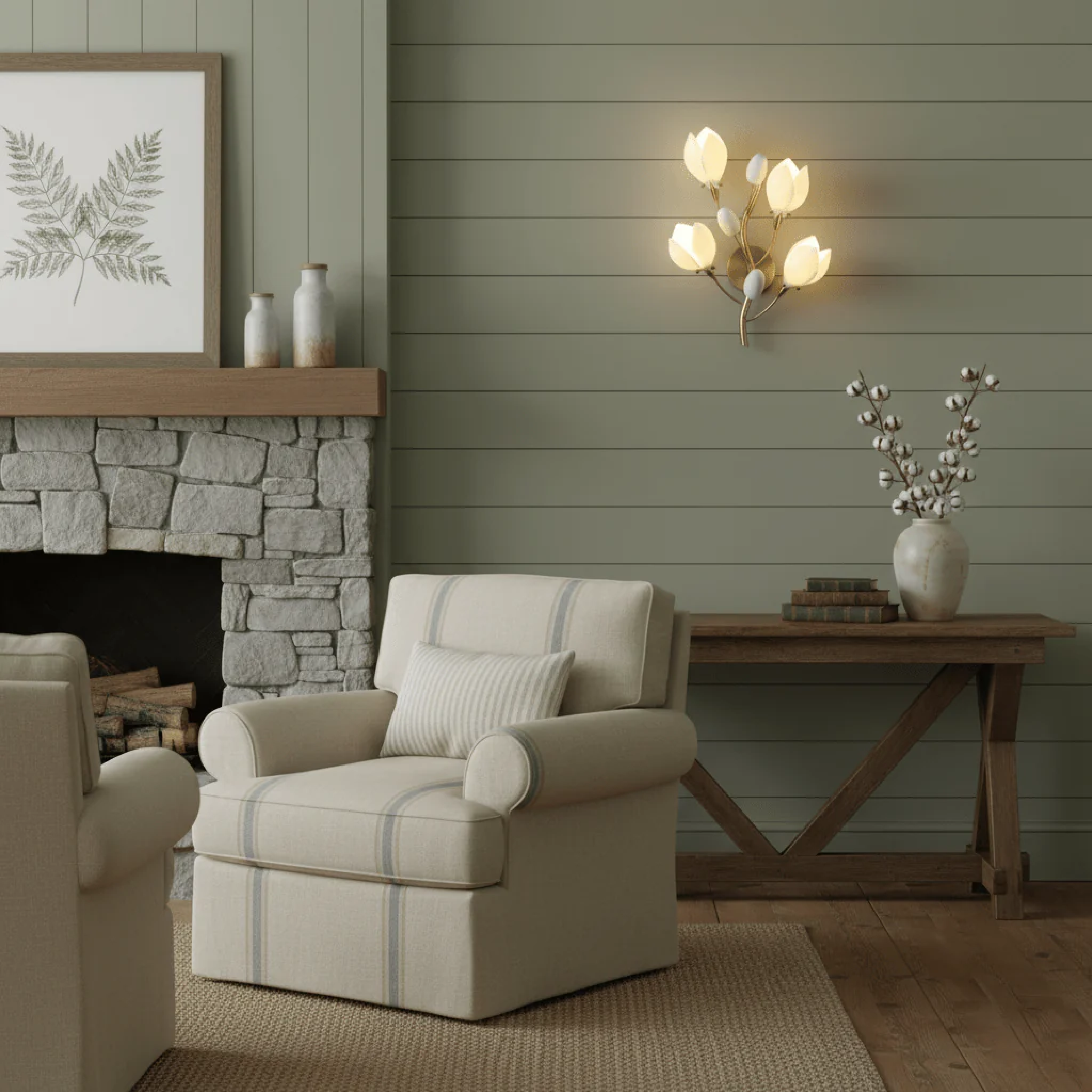 Lampe murale à fleurs en céramique