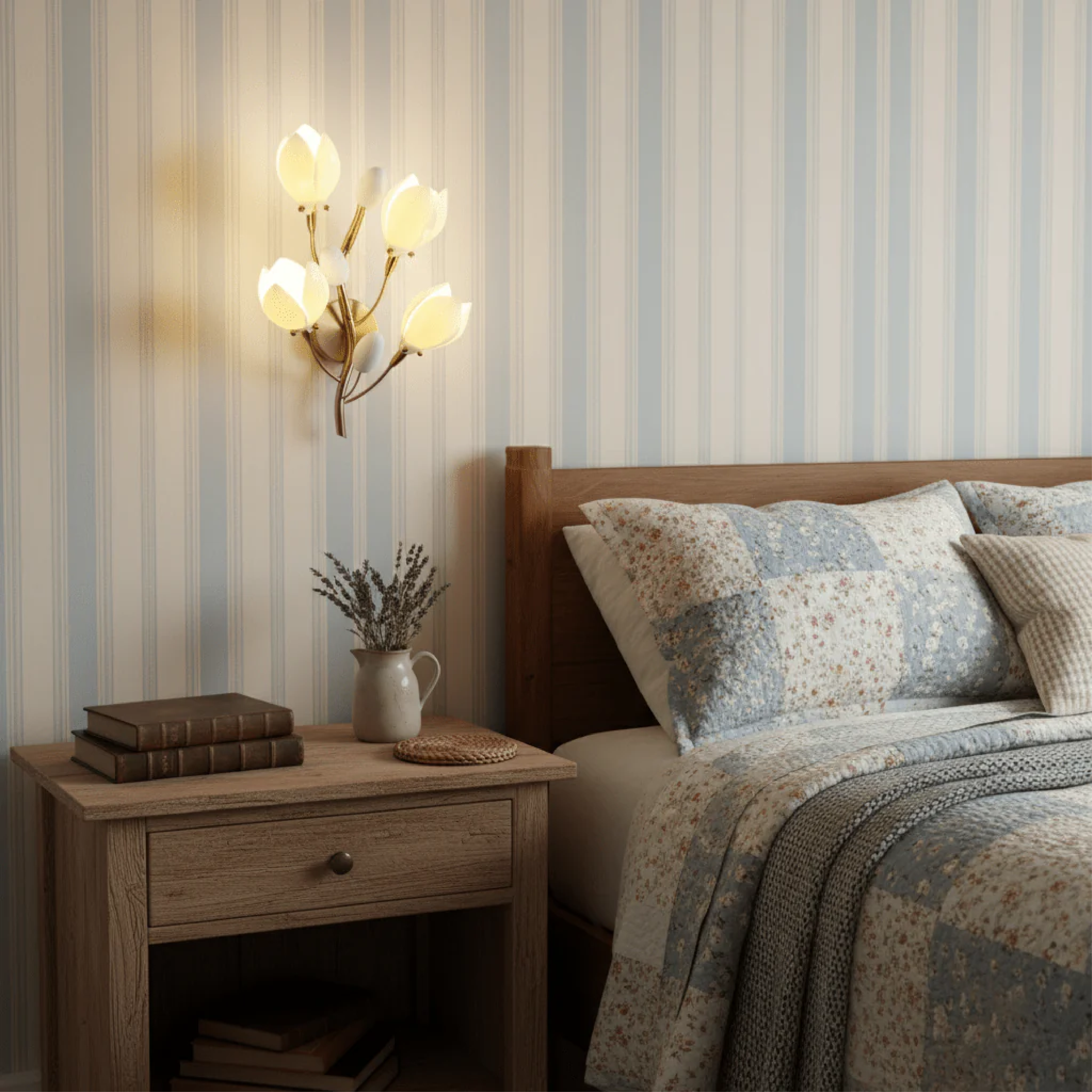 Lampe murale à fleurs en céramique