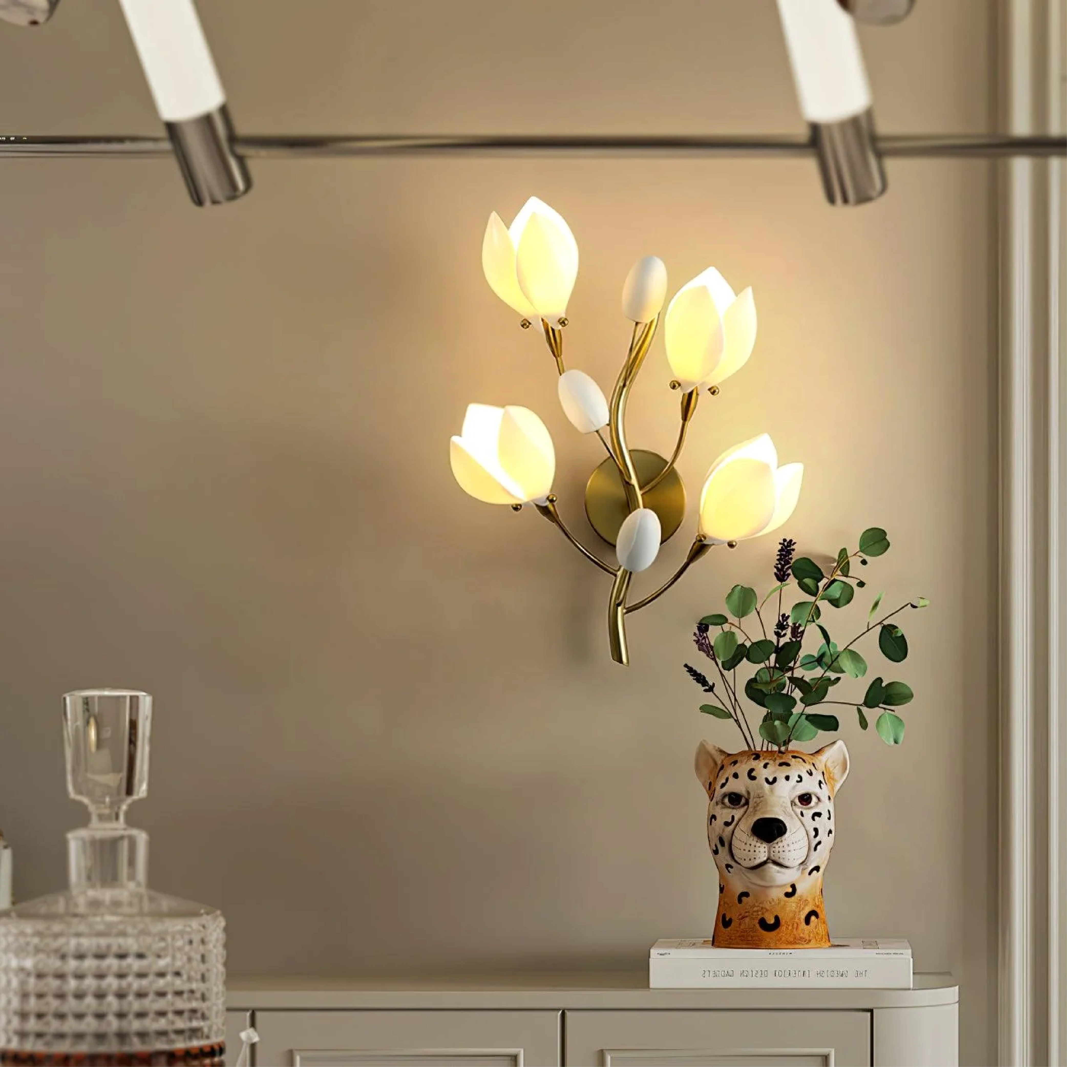 Lampe murale à fleurs en céramique