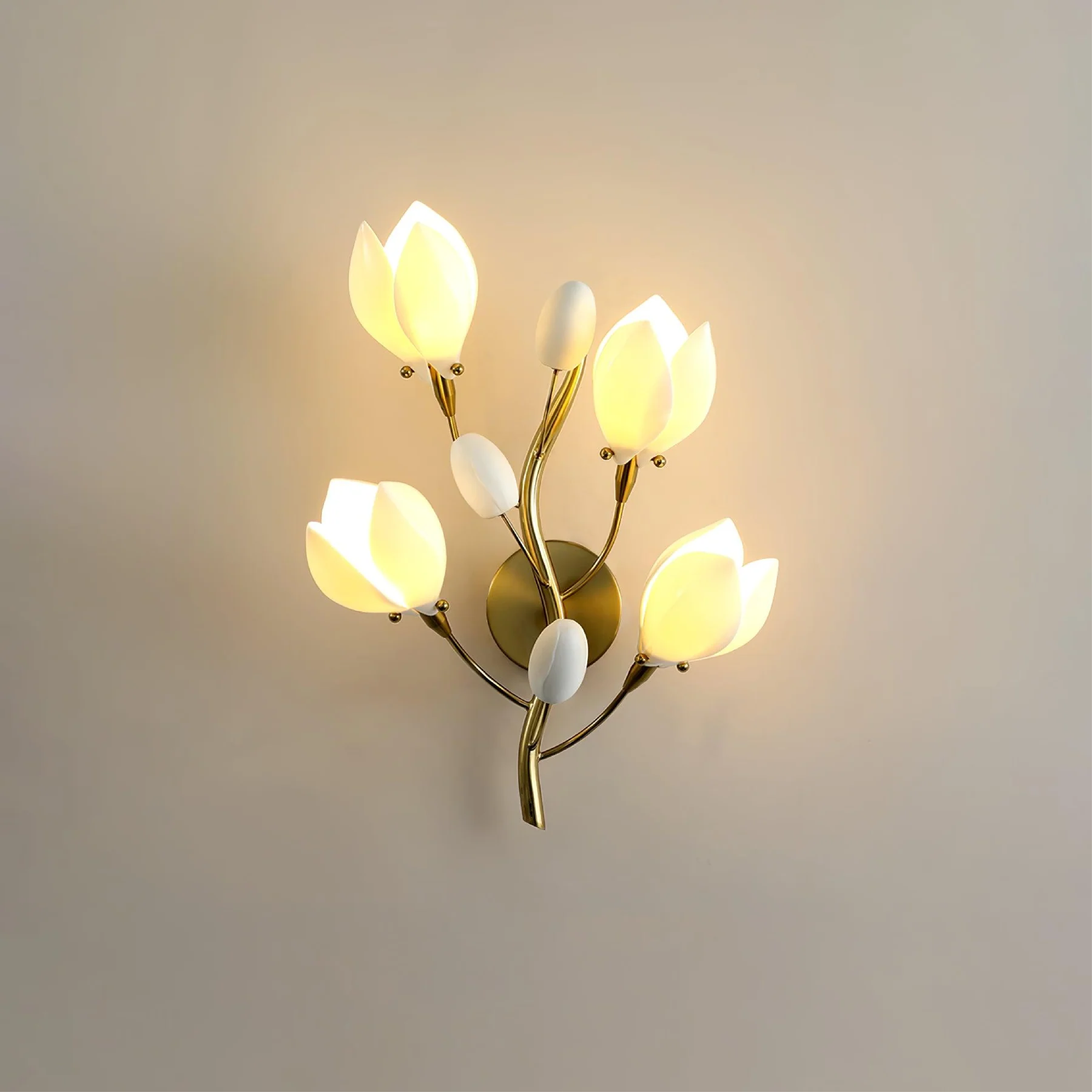 Lampe murale à fleurs en céramique